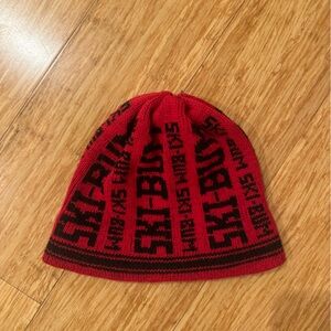 Vintage red black ski bum wool beanie